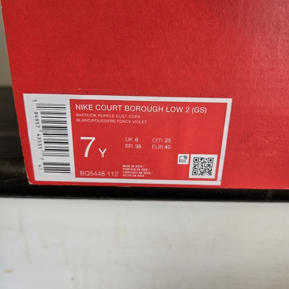 Nike Court Borough Low 2 Shoes - White and Blue 7y--8.5 Women - Picture 5 of 5